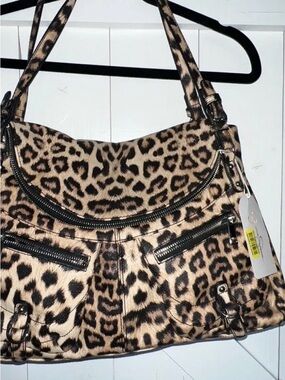Jessica Simpson Leopard-Print Shoulder Bag in Tan and Black